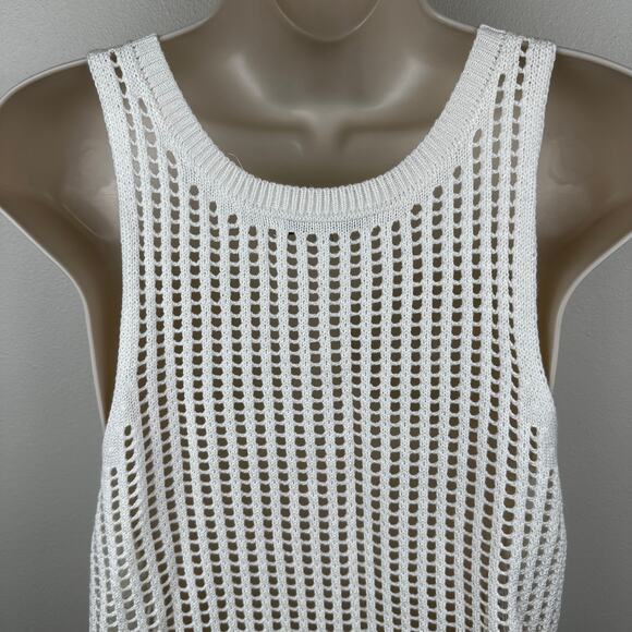 Love Tree Open Knit Top Blouse Sleeveless Cream Large Boho Festival Beach Hippie - Picture 7 of 11